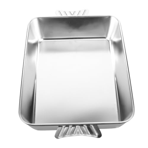 MAGICLULU Stainless Steel Grilled Portable Roasting Pan for Rectangular Tray for Home Restaurant Use Lightweight Roasting Pan for Even Cooking and Flipping
