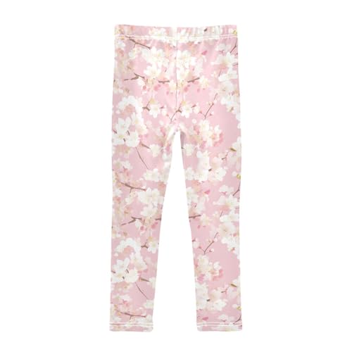 Cherry Blossoms Kids Baby Girls Athletic Leggings Stretchy Full Length Athleisure Pants Gym2