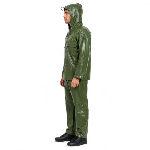 Image of Viva Impex Unisex Waterproof PVC Raincoat Suit with Hood | Jacket & Pant Rain Wear for Men & Women | Heavy Duty for Bike Riding, Travel & Outdoor Work | Universal Size | Random Color
