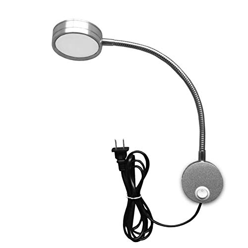 Youngine 5W Plug Wired Flexible Gooseneck Wall Sconce Reading Lamp Art Works Show Accent Light Wall Mount Spot Lamp Fixture With On/Off Switch (Round Silver-Warm White) #TOP27
