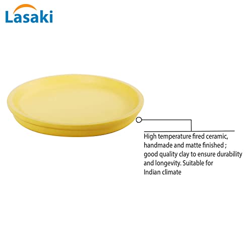 Image of Lasaki Round Ceramic Trays (Plates Saucers) for Pots, planters, Flower, Succulent(Set of 2,Saffron,3.5 inch) R3.5(Plants not Included)
