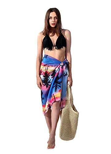 Ayliss Womens Swimwear Chiffon Cover up Solid Color Printed Beach Sarong Swimsuit Wrap Skirt Bathing Bikini Resort Wear2
