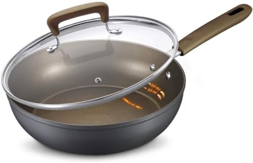 Wok grande antiadherente con tapa