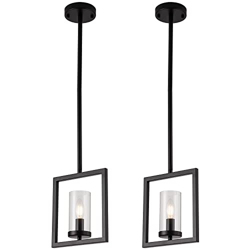 Suspension rétro noire luminaire de plafond en verre transparent pour éclairer un îlot de cuisine