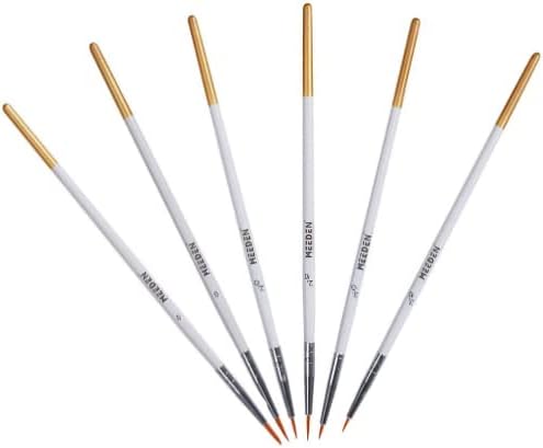 MEEDEN Miniature Detail Paint Brushes, 2/0 3/0 0 Small Fine Tip Paintbrush Set for Acrylic Watercolor Painting, Model Paint Brush for Craft, Nail