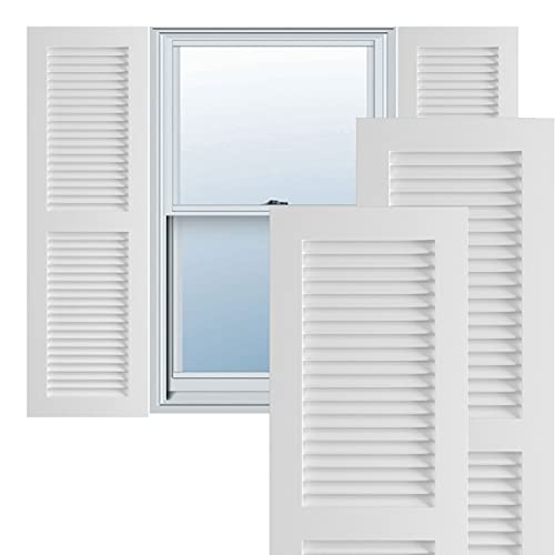 Ekena Millwork Tfp101Lvf18X060Un True Fit Pvc Two Equal Louver Shutters (Per Pair-Hardware Not Included), 18"W X 60"H, Unfinished #TOP3