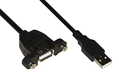 LINK LKCUSBPC USB Cable Connector to Male/Female Panel 1 m, Schwarz, 1 metro