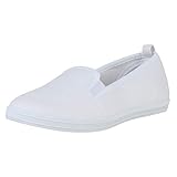  SCARPE VITA Damen Slipper Slip On Flats Bequeme Canvas Schuhe Stoff Sneaker Freizeitschuhe Flats 178978 Weiss Weiss White 36
