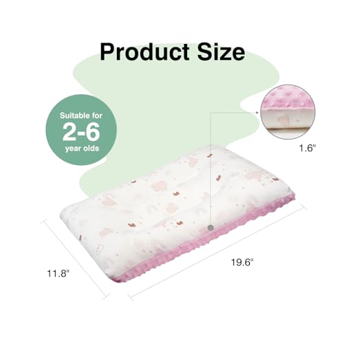 Image of 1Pc Toddler Pillow,Breathable and Skin-Friendly,Machine Washable,100% Cotton Cute Kids Pillows for Sleeping,Kids Sleeping Pillow for 2-6 Year Old,19X11inches