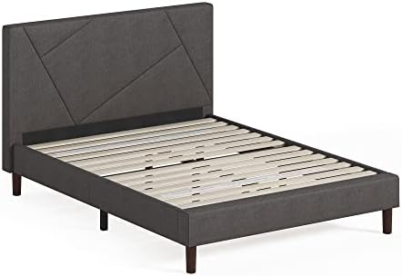 ZINUS Judy Upholstered Platform Bed Frame / Mattress Foundation / Wood Slat Support / No Box Spring Needed / Easy Assembly, Full Grey