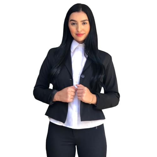 Blazer Feminino Social Alfaiataria Acinturado Terninho Preto com Elástano (BR, Numérico, 50, Plus Size, Alto, Preto)