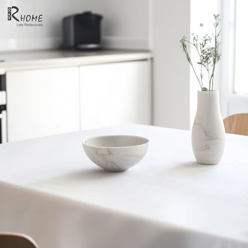 Image of R home 100% Cotton Solid Table Cover | 200 GSM Thick Fabric, Anti-Skid | Machine Washable & Reusable | Ideal for Dining Table & Centre Table, Easy Maintenance | White | 56 x 56 Inch