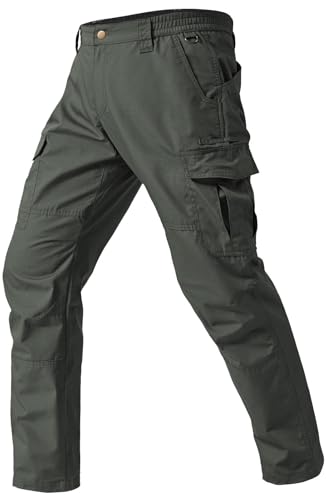 Image of Mens Cargo Work Pants Durable Ripstop Tactical Pants with 7 Pockets Outdoor Water Resistant Hiking Woking Construction Pants