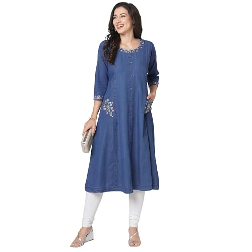 Image of GIA Denim Little Embroidery Kurti