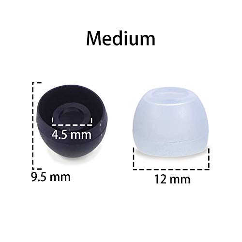 FIXED Star 20 Pcs Medium Silicone Earbud Cap Tip Cover Replacement - 10 Black, 10 Clear