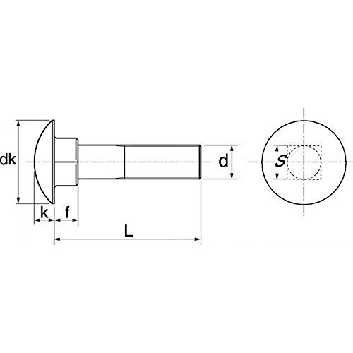 50 viti a testa tonda con attacco quadrato in