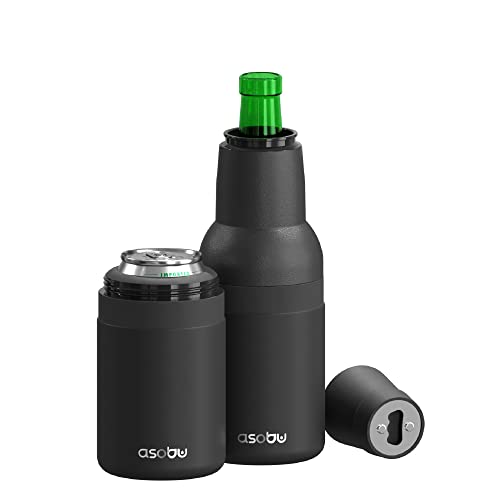 Asobu Frosty Beer Holder,2 Go Vacuum Insulated Double Walled Stainless Steel Beer Can and Bottle Cooler with Beer Opener, Bpa Free, Fits Standard 12oz, Ice Cold for Hours, Great Gift for Beer Lovers