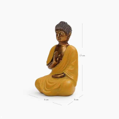 Image of PURE HOME + LIVING Yellow Antique Gold Polyresin Sitting Buddha - Small Idol Statue Showpiece for Home & Office Decoration, Statue for Living Spaces Yoga Studios, Gift for Housewarmings (Pack of 1)