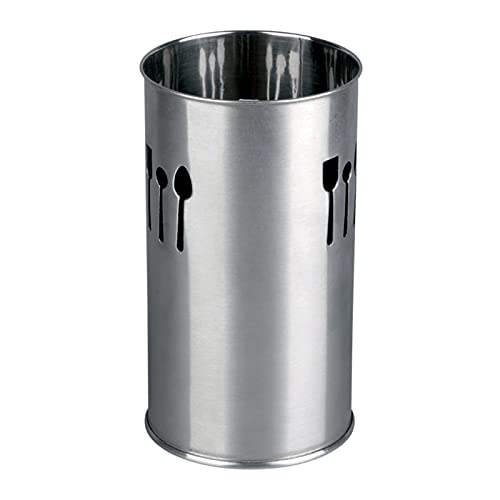 Escurrecubiertos cilíndrico de metal, color plata, para lavavajillas, de 10 x 18,5 x 10 cm. Escurridor para cubertería especial para hogar o hostelería. Recipiente para lavar vajilla.