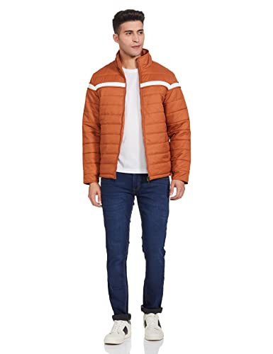 Image of Qube By Fort Collins Men's Padded Puffer Bomber Jacket - Quilted Winter Jacket for Men | Full Zip Warm High Neck Bomber Jacket with Chest Stripe for Winter Wear, Travel & Daily Use