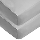 Dudu N Girlie Crib Fitted Sheets 95 x 40 cm Cotton | Cradle Fitted Sheets Jersey Soft Bedsheet Hypoallergenic Elasticated Breathable Pram Fitted Sheets (Pack of 2, Grey) - Image 1