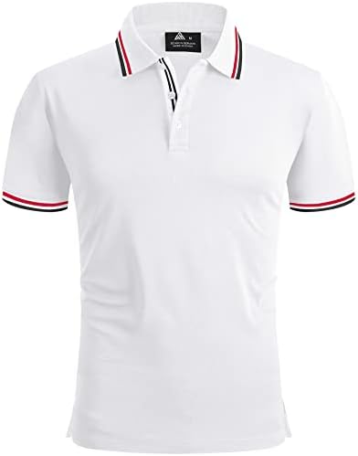 SCODI Mens Polo Shirt Short Sleeve Sports Golf Shirts Athletic Tennis T-Shirt 110-white M