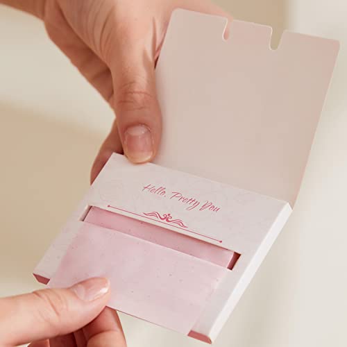 Image of Makeup Mirror with Facial Oil Blotting Paper Sheets - 100 Counts, Silver Compact Folding Cosmetic Travel Mirror Pack (Rose)
