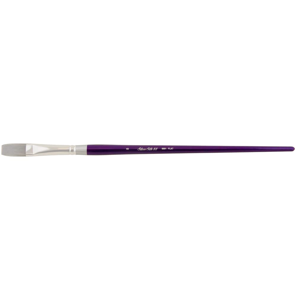 Silver Brush Limited Silver Silk 88 Flat Acrylic Paintbrush, Size 8