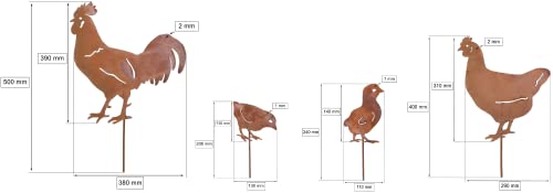 KOTARBAU Garden Decoration Rust Chickens Steel Design Patina Decoration, Black - Image 2