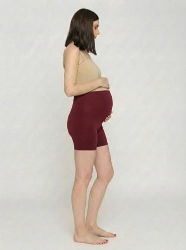Image of Women's High Waist & Mid-Thigh Cotton Lycra Maternity Shorts|Pregnancy Panty|Maternity Panties Over The Belly for The Pre & Post Pregnancy