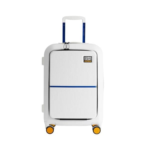 Image of Urban Jungle by Safari, Cabin Trolley Bag with Laptop Compartment, Hardside Polycarbonate Small (55 Cm) Suitcase with USB Charging Socket, 8 Silent Wheel Luggage for Both Men & Women (Frost White)