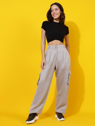 Image of KOTTY Women's High Rise Relaxed || Straight || Joggers Fit Cargo's for Pants || Trousers
