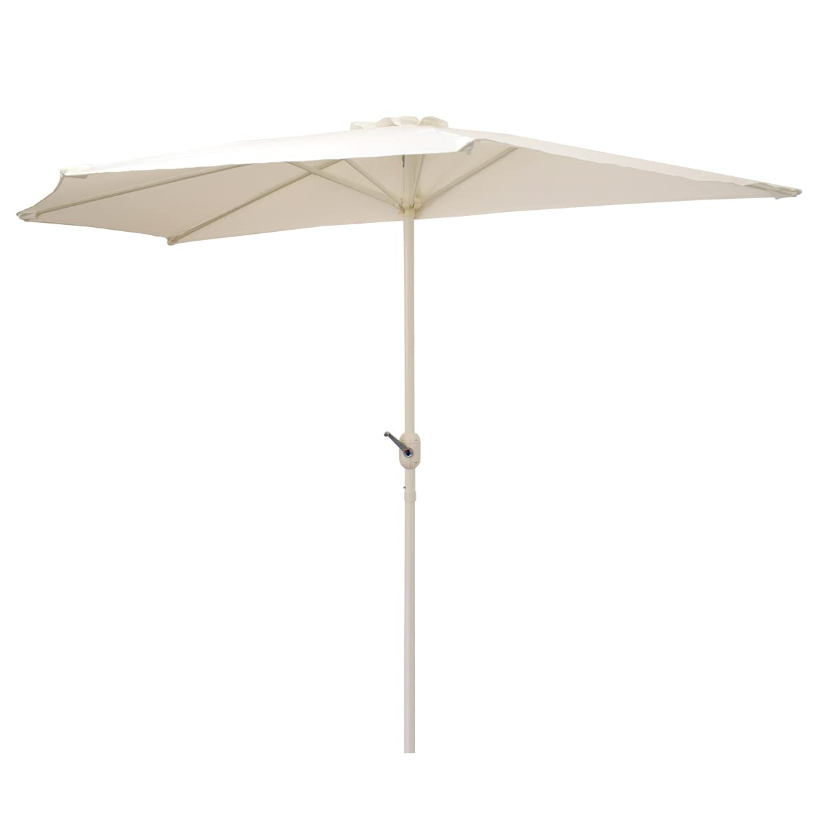 Yellowshop - Ombrellone mezzaluna a muro Ø 2,70xH2,50 mt con snodo e 5 stecche telo in poliestere Bianco o Tortora - SUN