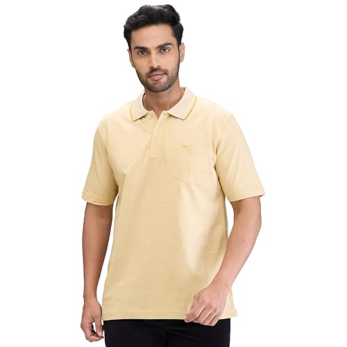 Image of Colorplus Men's Comfort Fit Solid Pattern Pure Cotton Plain Collar Half Sleeve Casual T-Shirt