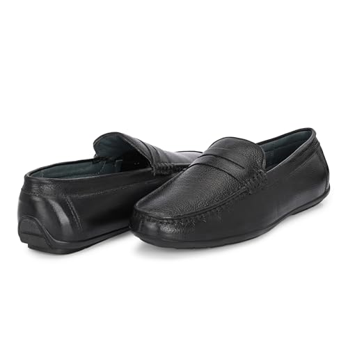 Image of Octa marc Men's Genuine Leather Loafer Shoes | Natural Rubber Sole with Soft Cushioned Insole | Classic Slip-On Design for Office, Party, Formal & Casual Wear