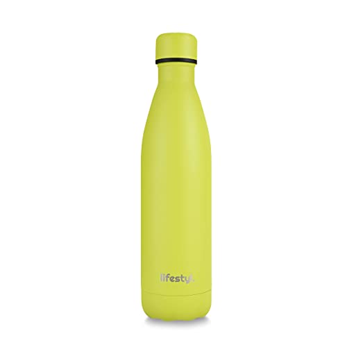 Lifestyl Stainless Steel Water Bottle | 24 Hrs Cold & 12 Hrs Hot| Thermoshield Technology Vacuum Insulated Metal Water Bottles, Leak-Proof Drinks Bottle for Gym, Yoga, Cycling (750 ml, Citrus Green)
