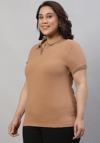 Image of Wear Your Opinion Women's Plus Size Tipped Collar Neck Polo Tshirt