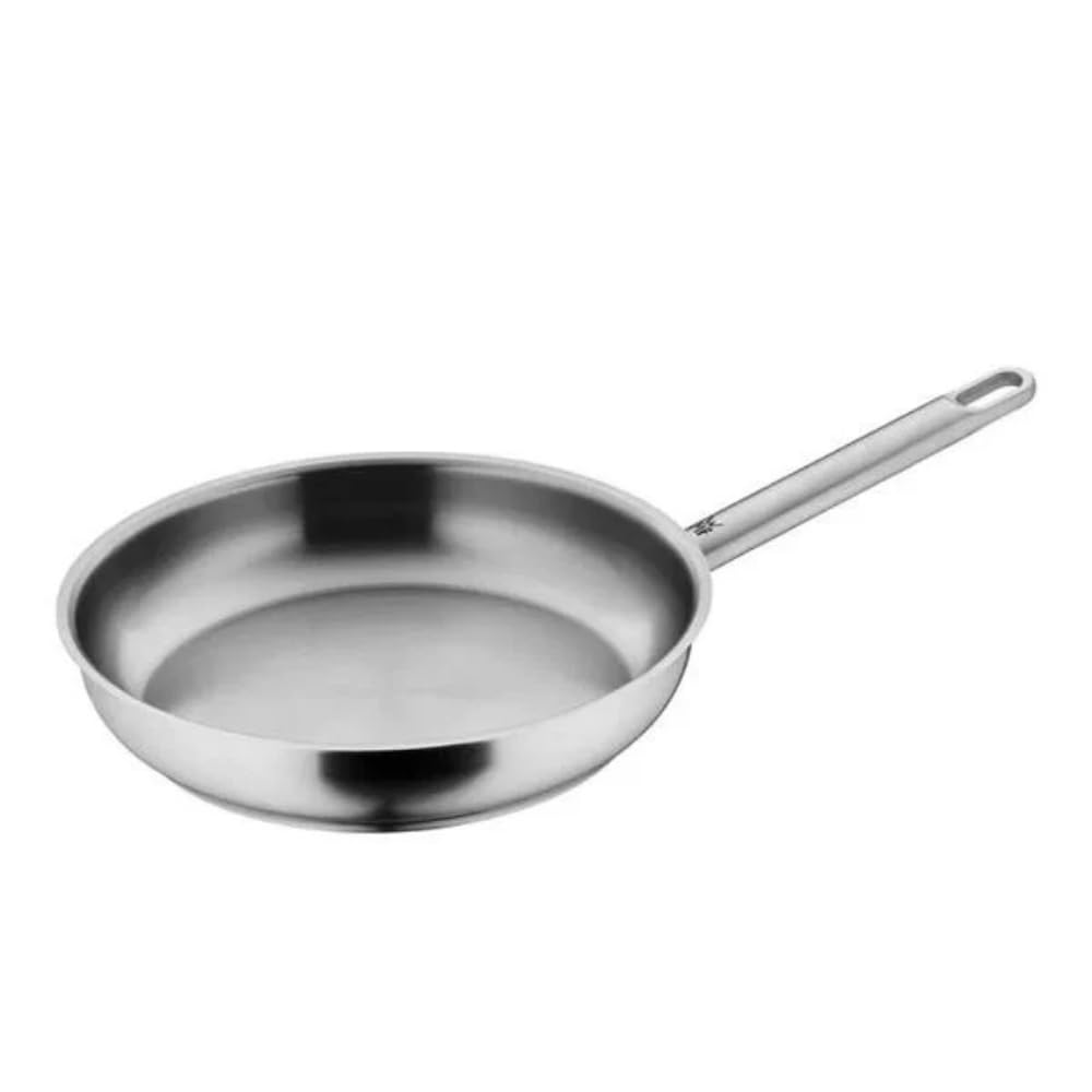 WMF Patelnia Ultimate 28 cm ze stali nierdzewnej, niepowlekana, płaska, płaskie dno, indukcyjna, polerowana stal nierdzewna Cromargan, nadaje się do piekarnika, nadaje się do mycia w zmywarce