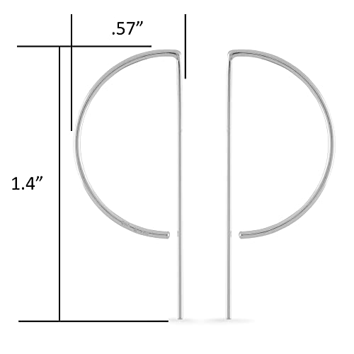 Boma Jewelry Sterling Silver Geometric Semi-Circle Pull Through Wire Threader Hoop Earrings4