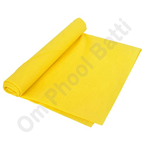 Om Phool Batti Cotton Cloth for Puja, Mandir Asana Altar Cloth, Puja Ka Kapda or Pooja Item (Pack of 2, Yellow)