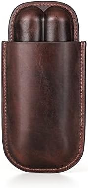 Hiram Funda de viaje para puros de cuero genuino, ...