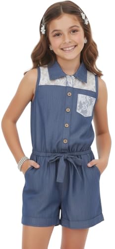 Image of ToBeInStyle Girl's Summer Romper One Piece Outfit Casual Lightweight Short Set