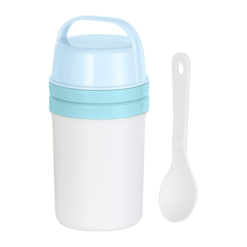 jdstty Taza de yogur y cereales de doble compartimento de 800 ml para gimnasio o viajes, incluye cuchara compatible con microondas