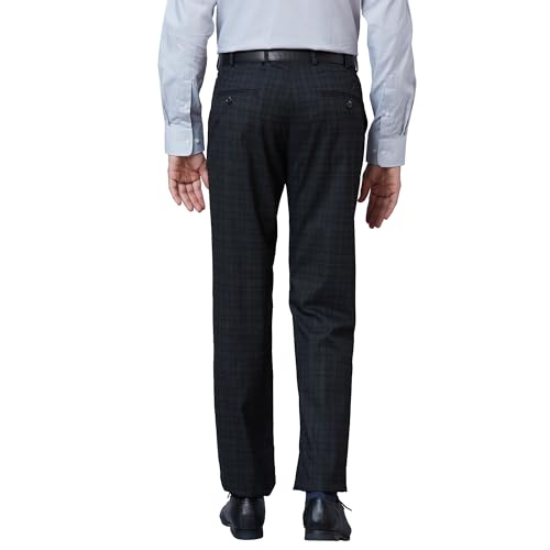Image of Park Avenue Men Mid Rise Smart Fit Checks Pattern Poly Viscose Blend Pleatless Formal Trouser