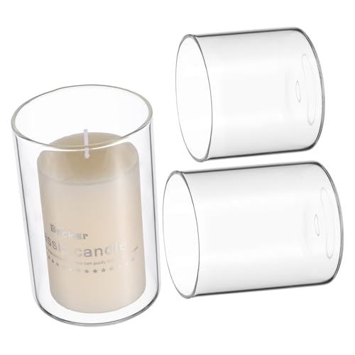 TOYANDONA 3 pezzi Porta Candele in Vetro Trasparente Cilindrico Contenitori Vuoti per Candele Tealight Adatti per Decorazioni Tavolo Matrimoni e Ambienti Romantici Dimensioni Varie