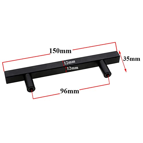 SYDARSYN 2 Pcs 2 Pcs Black Cupboard Handles Stainless Steel Square T Bar Cabinet Handles Kitchen Drawers Knobs Pull Handles Bathroom Door Handles Furniture Pulls 96mm - Image 2