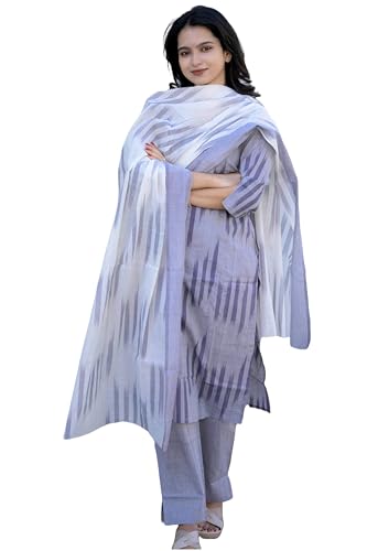 Image of ANNI DESIGNER Women Cotton Blend Kurta with Pant & Dupatta