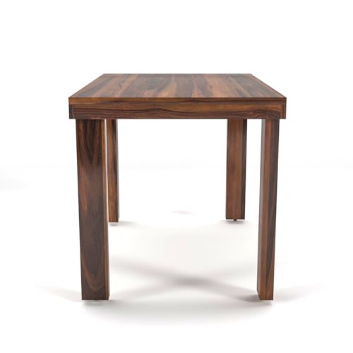 Image of Solid Sheesham Wood Four Seater Dining Set for Dining Room | Urban Design Dining Table Set for Home | Restaurant & Cafe | Finish Color - Natural Teak Finish |