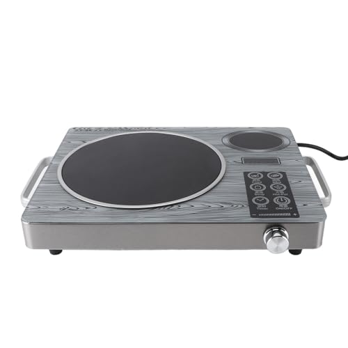 Phefop Onchadora de Inducción Portátil, 26 Velocidades 4H Temporizante Temporizante Placa de Cerámica de Control Táctil de la Barbacoa con Potencia de 3500 W, para Viajar, Uso Temporal (Enchufe de