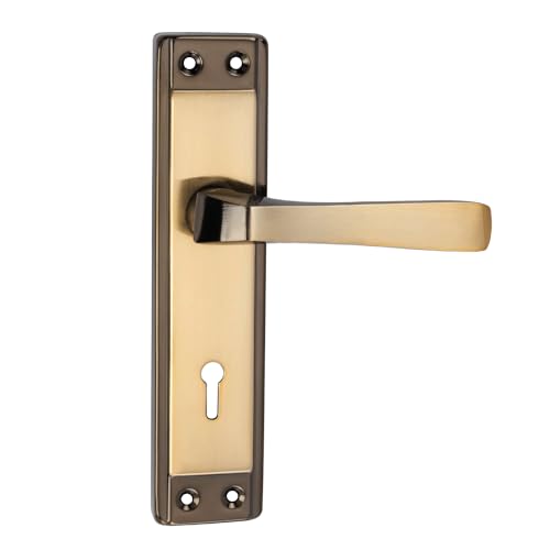 Image of Milton Mortise Lock Set with Lock Handle, Finish, Black Gold Finish, 7 Inch, MHI-539